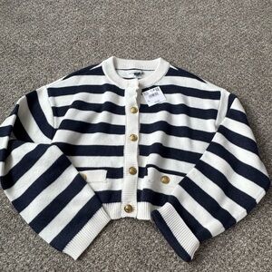 Striped Navy and White Women's Sweater